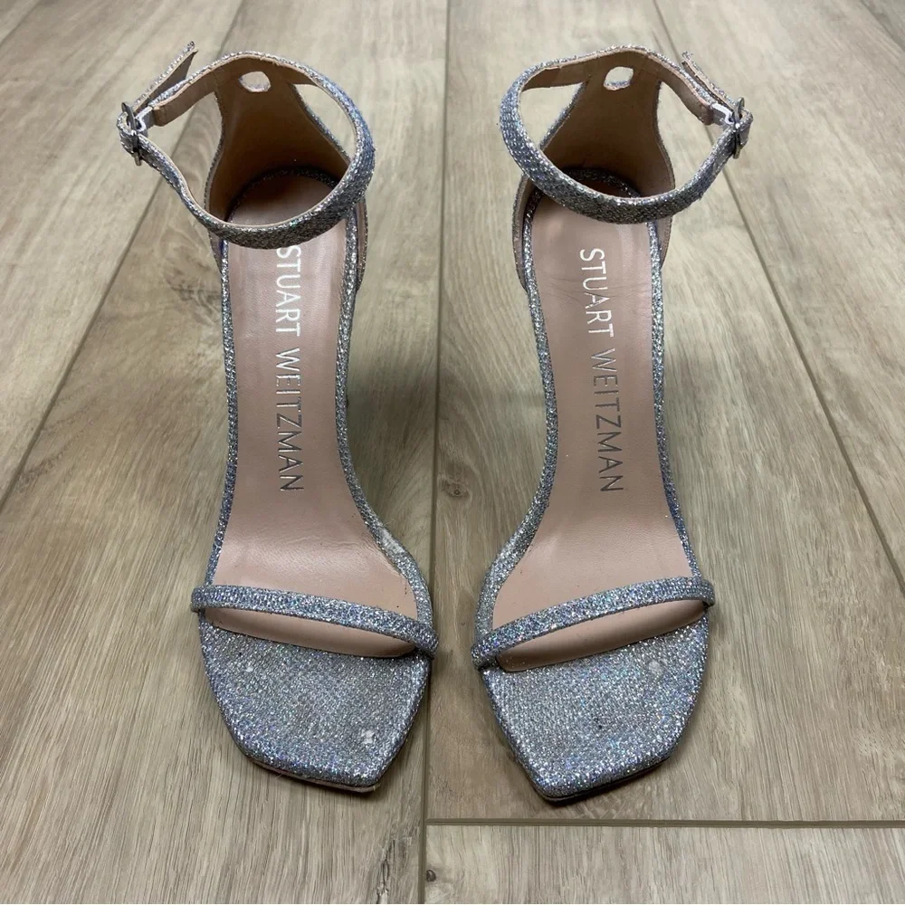 Stuart Weitzman Nudistcurve 100 Sandal in Crystal Size 7